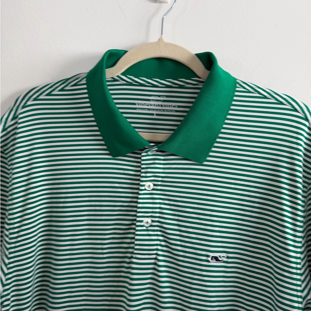 Vineyard Vines Green Striped Performance Polo Size Large - Picture 2 of 5